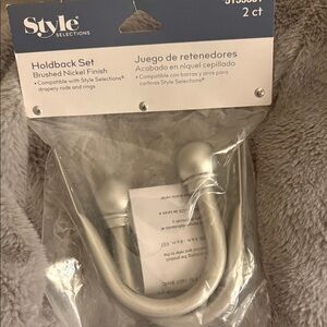 Style & Co. Brushed Nickel Finish Curtain Holdback Set - Silver